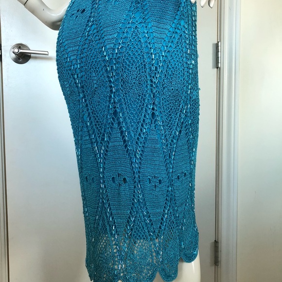 Karen Millen Turquoise Blue beaded Crotched Dress, Size 10 U.K. - Picture 11 of 16